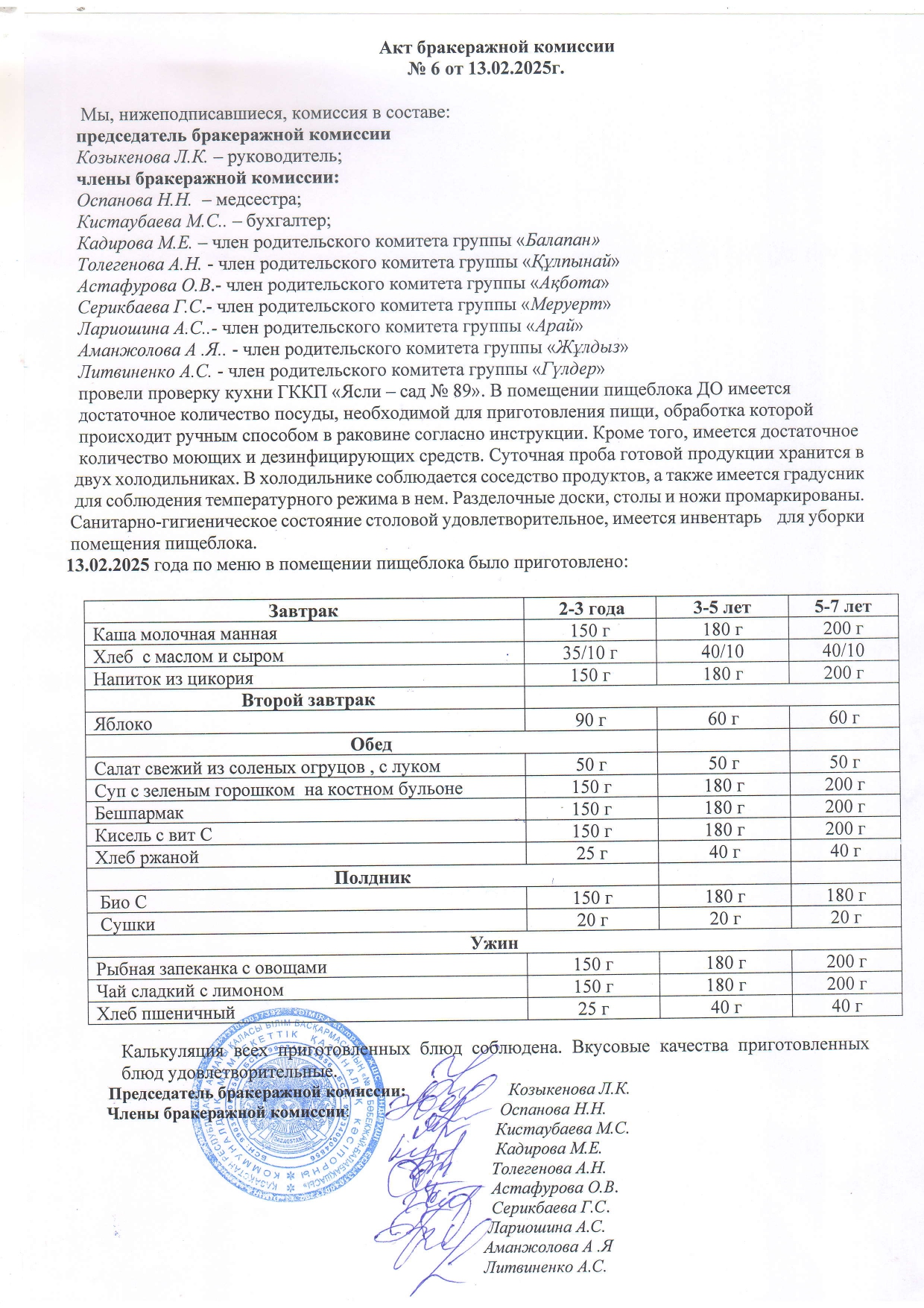 Акт брокеражной комисии